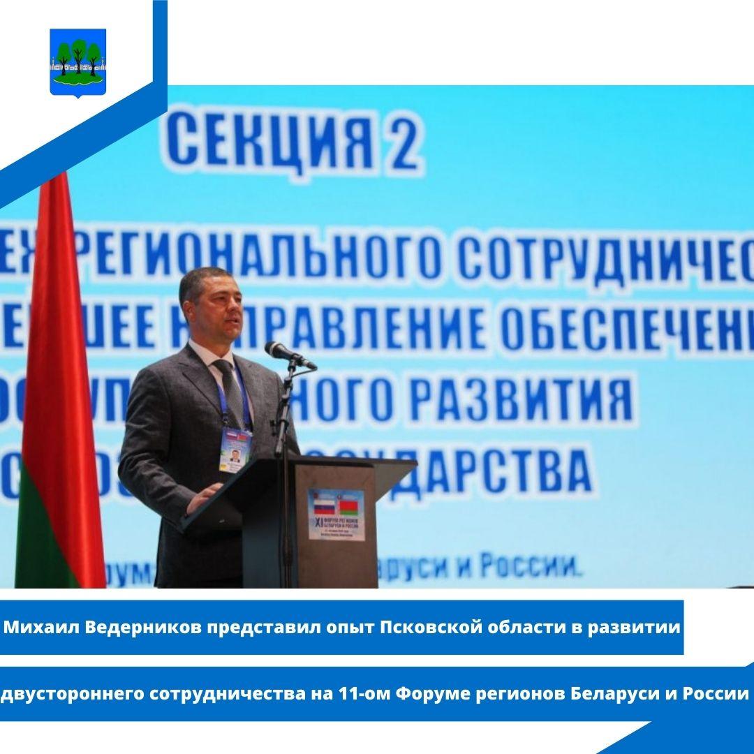 Михаил Ведерников представил опыт Псковской области в развитии двустороннего сотрудничества.