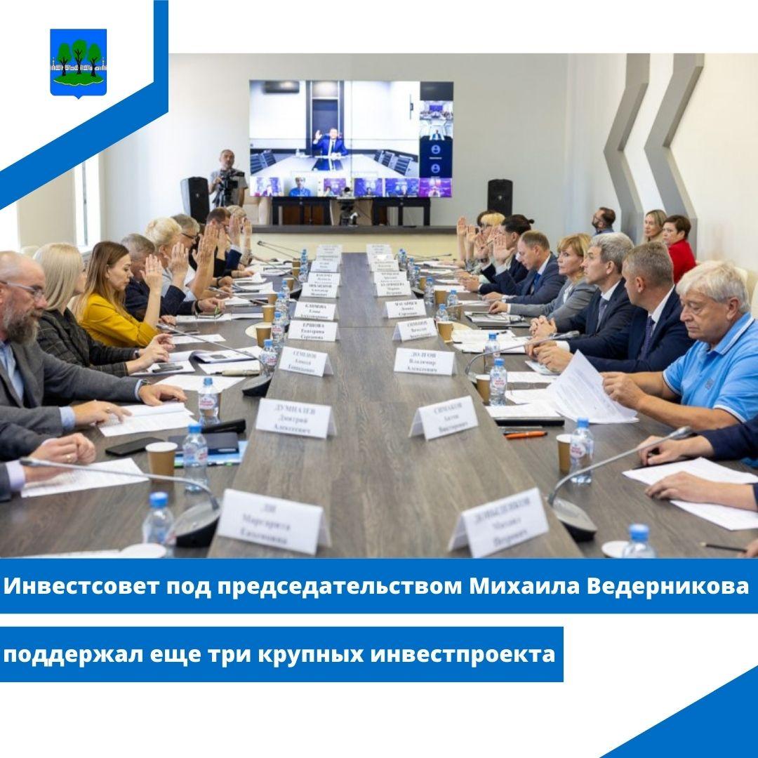Инвестсовет под председательством Михаила Ведерникова поддержал еще три крупных инвестпроекта.
