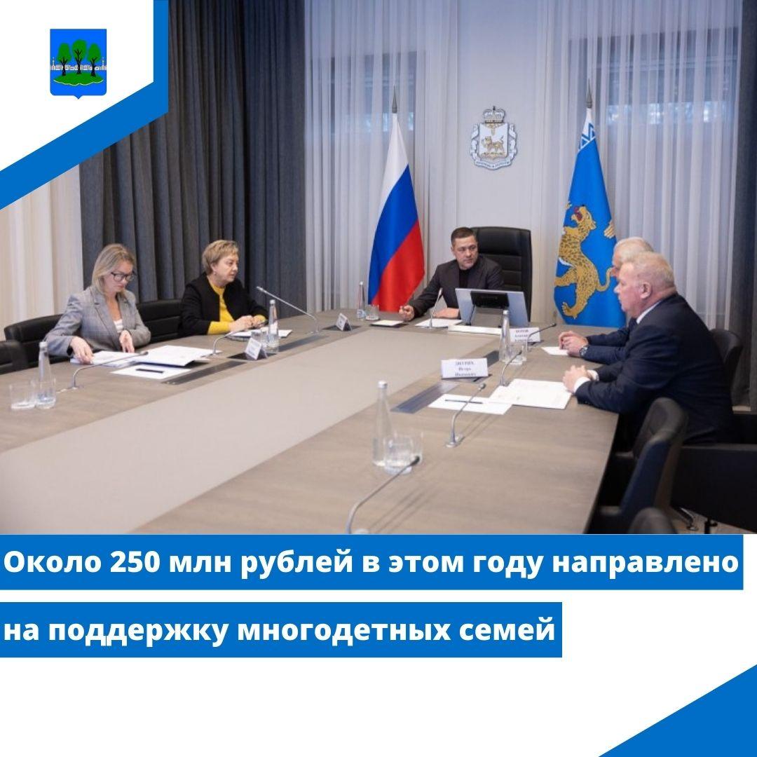 Около 250 млн рублей в этом году направлено на поддержку многодетных семей.
